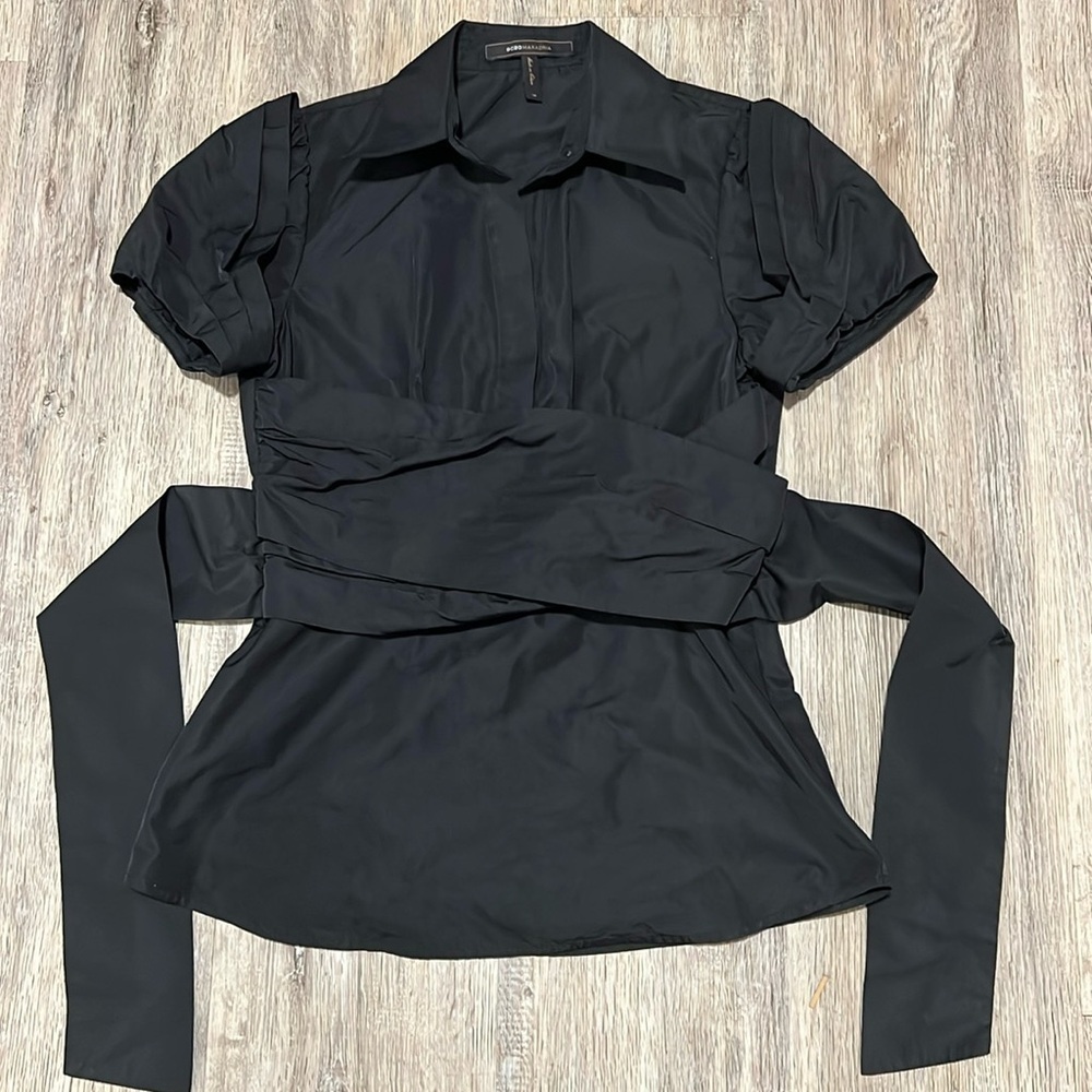 BCBGMAXAZRIA Puffy Sleeves Ruched Top​​​​